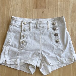 American Eagle Outfitters White High-Waist Sailor Button Shorts